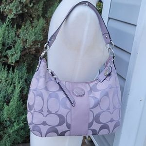 Coach Lilac Signature Stripe Shoulder Bag F19281